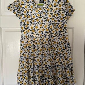 Madison Mathew’s Block Print Blue and Yellow Dress NWT
